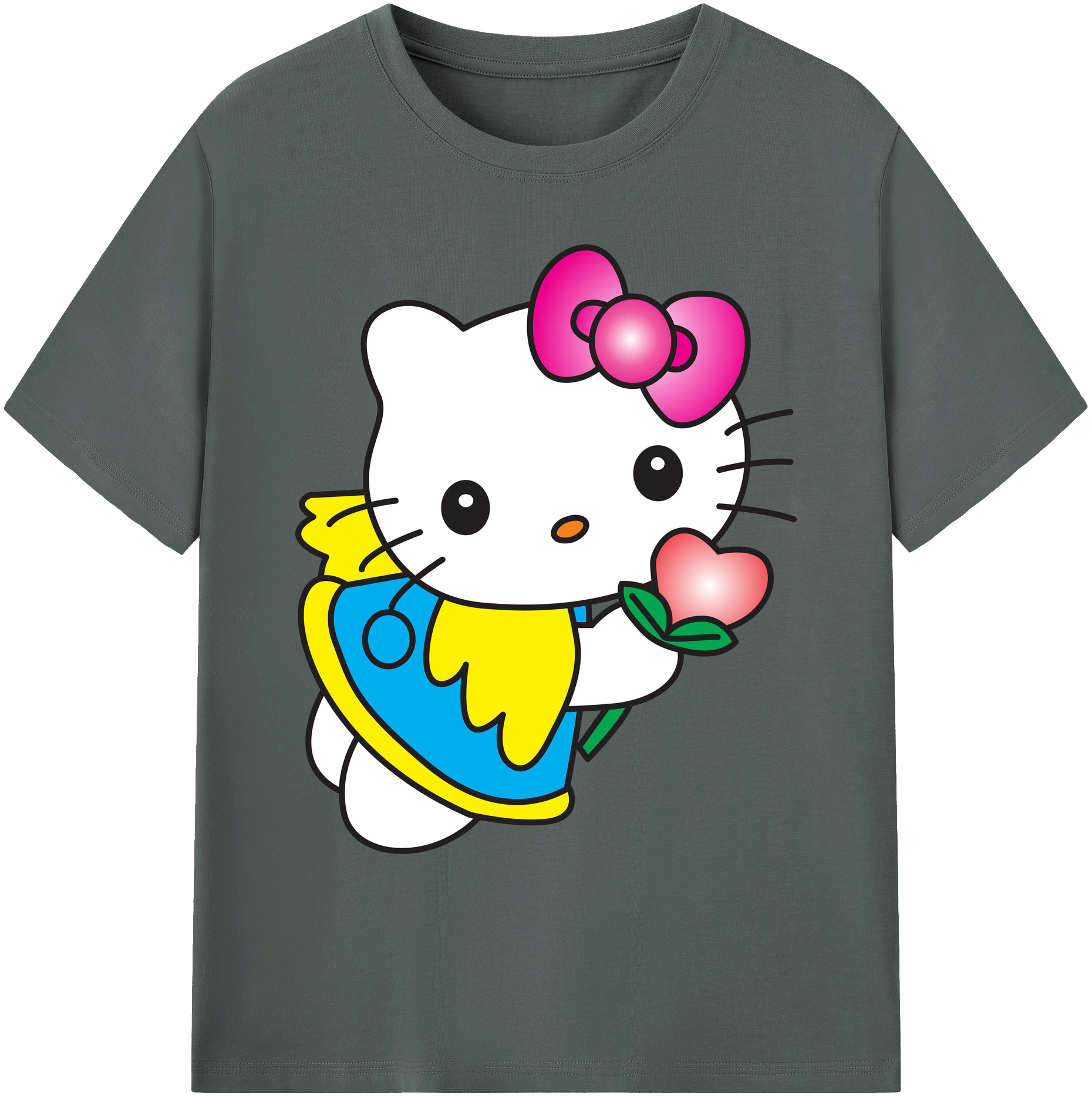 （画像用） Hello Kitty ハローキティ 綿100％ メンズ半袖Tシャツ｜肌触りやわらか＆通気性